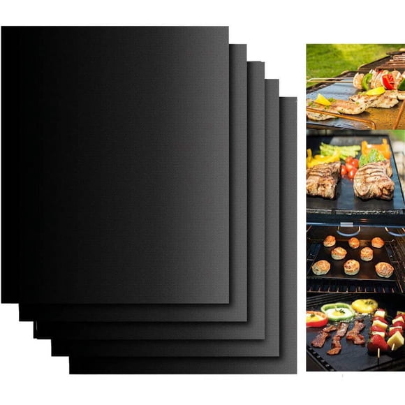 BBQ Grill Mat, Set of 5 BBQ Grill Mat Non Stick Barbecue Baking Mat - Heat Resistant,