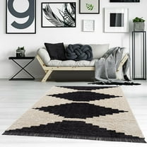 Dovelina 6'x9' Black & Ivory Modern Area Rug Indoor Carpet
