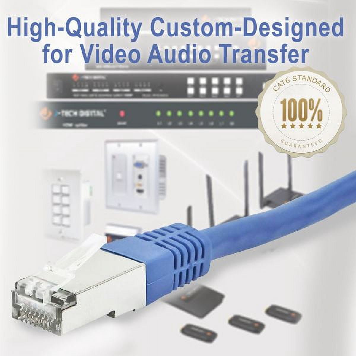 J-Tech Digital &reg; 150 Ft 23AWG Cat 6 Shielded (STP) Ethernet Patch Cable 100% Pure Copper High Performance Customized for Video and Audio Transfer(150ftCAT6)