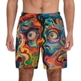 thumbnail image 3 of Uemuo Psychedelic Faces Colorful Pattern Mens Swim Trunks Quick Dry Board Shorts with Mesh Lining, Stretch Beach Shorts Quick Dry No-Chafing Board Shorts-, 3 of 9