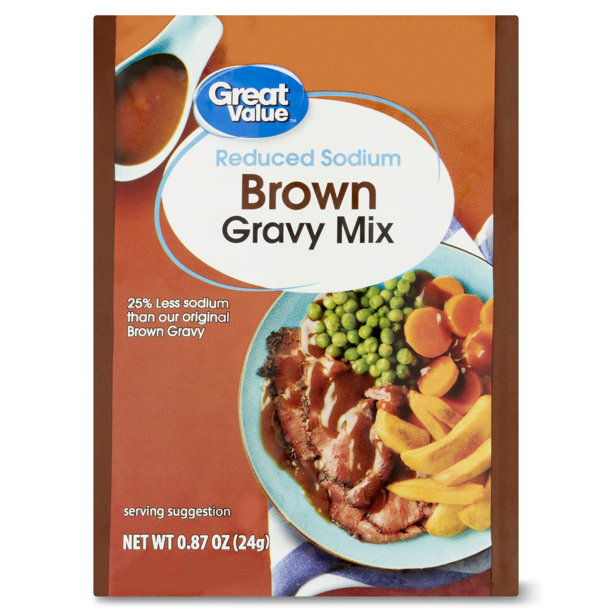 Great Value Reduced Sodium Brown Gravy Mix, 0.87 oz
