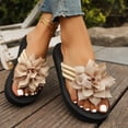 thumbnail image 2 of Rokment Women's 3D Flower Flip Flops Elegant Bohemian Beach Summer Thongs Sandals Comfortable Casual Travel Memory Foam Slip on Flat Dress Slippers for Woman Indoor Outdoor Khaki Size 9, 2 of 6