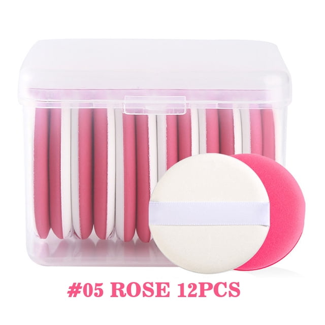 12 esponjas redondas para base de maquillaje con cojín de aire, tamaño normal, con correa para maquillaje en polvo, cosméticos y colorete.