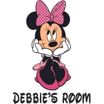 Minnie Mouse Polka Cartoon Customized Wall Decal - Custom Vinyl Wall Art - Personalized Name - Baby Girls Boys Kids Bedroom Wall Decal Room Decor Wall Stickers Decoration Size (20x12 inch)