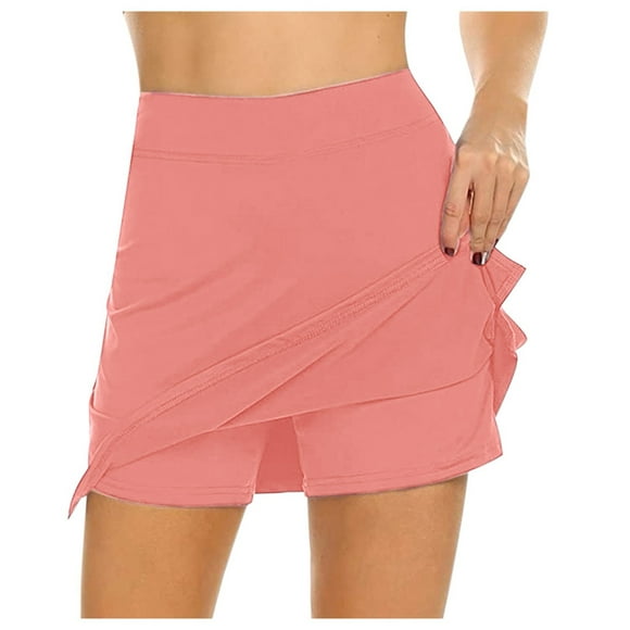 JBXKXYW Skort Dress for Women Women's Active Performance Skort Lightweight Skirt for Running Tennissport Skorts for Women Dressy Casual Skirt Shorts for Women Skorts for Woman(Pink,L)