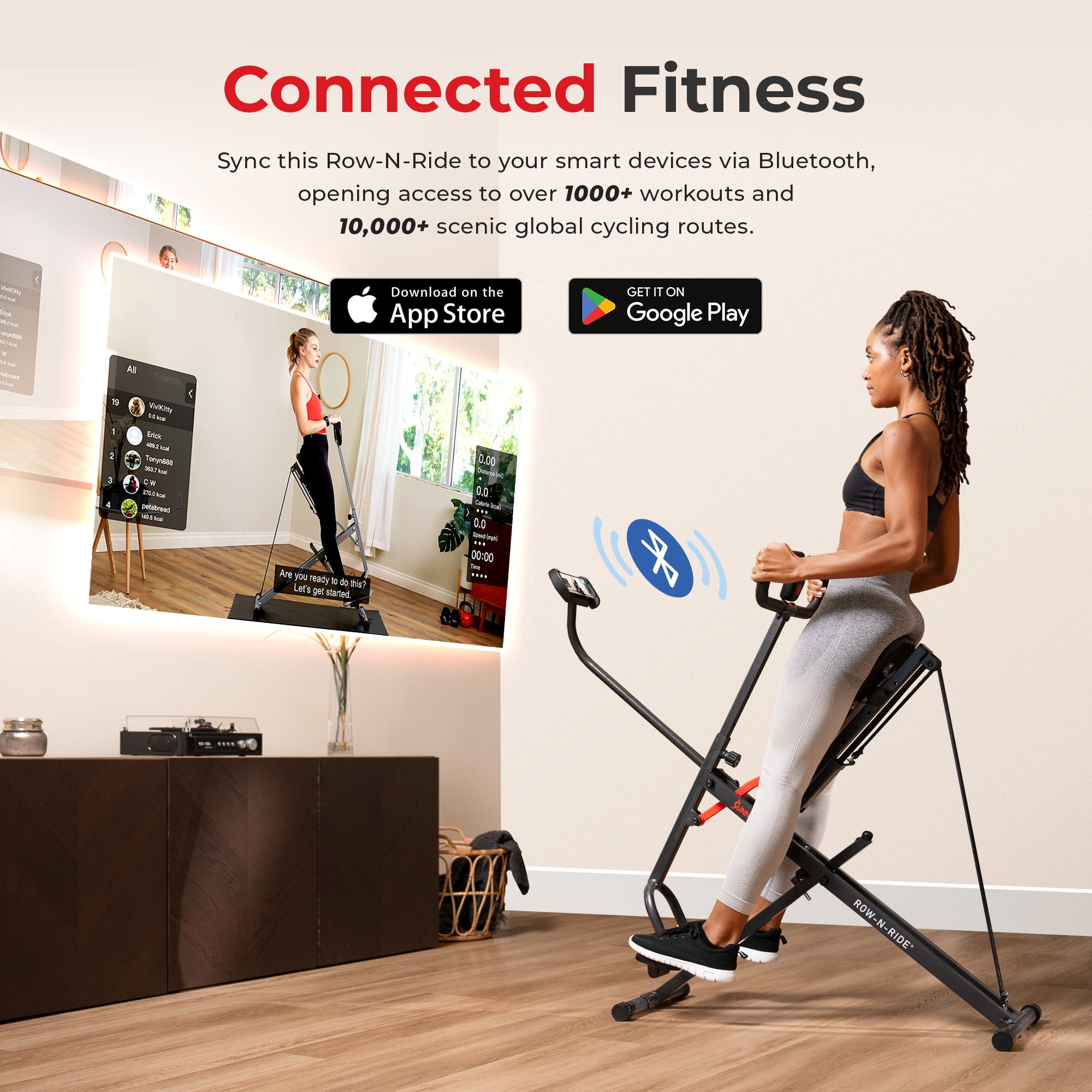 Sunny Health & Fitness Upright Row-N-Ride Rowing Machine