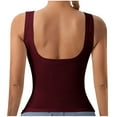 thumbnail image 6 of Tank Tops with Built in Bras Cute Push Up Top Camisole Tops Shelf Bra Tank Supportive Ribbed Tunic Tops Basic Tee Solid Color Going Out Tops Padded Tank Tops Plus Size Tank Tops Scoop Neck Wine, 6 of 7