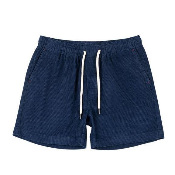 JUUYY Men's Corduroy Lounge Shorts Relaxed Fit Elastic Waist Drawstring Straight Leg Shorts Athletic Casual Breathable Home Shorts Blue S