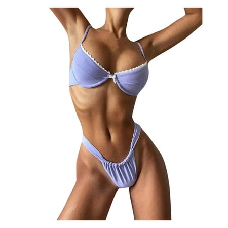 

VKEKIEO One-Piece Swimsuit Sport Bra Style Lift Purple S