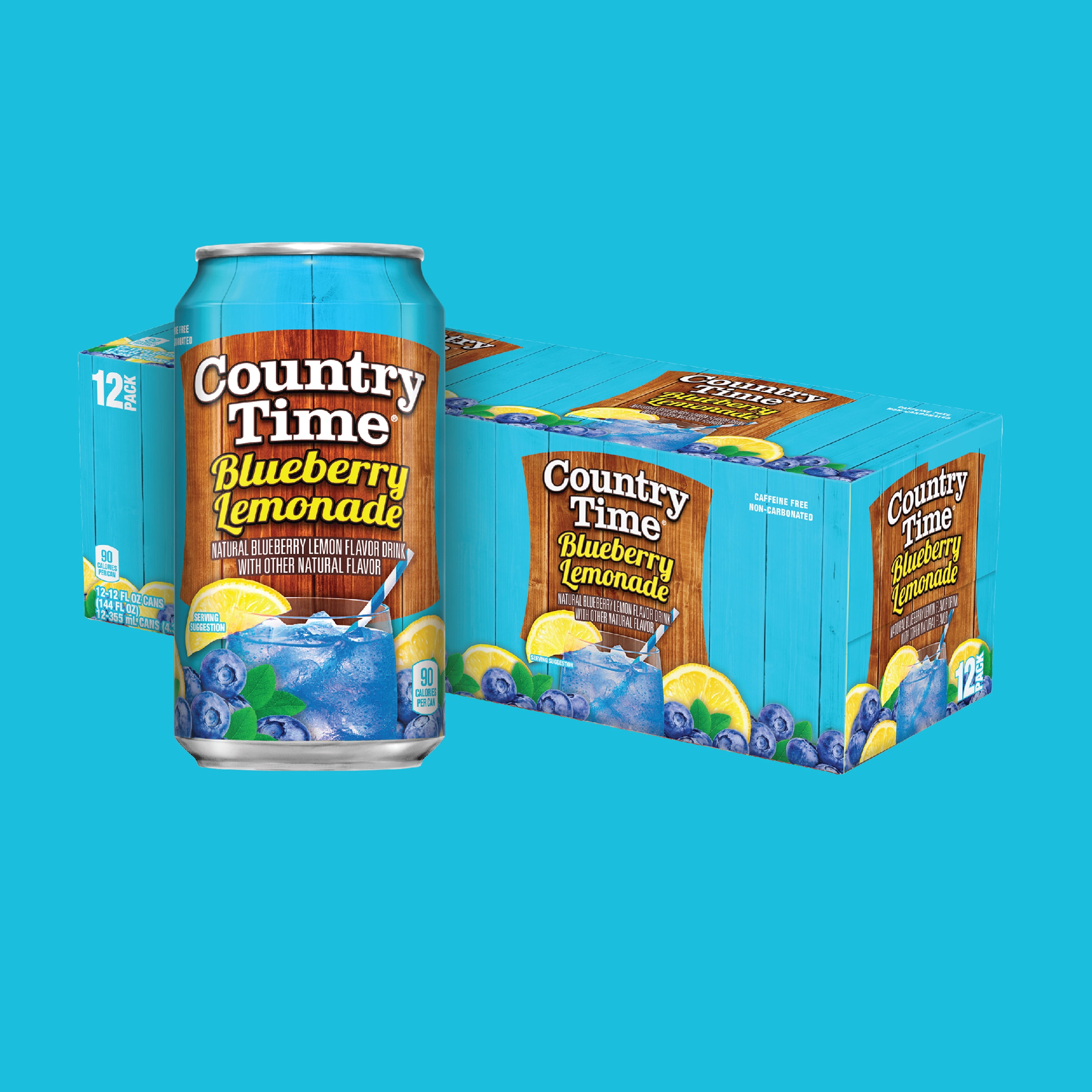 Country Time Blueberry Lemonade 12 fl oz, 12 Pack Cans, Shelf-Stable