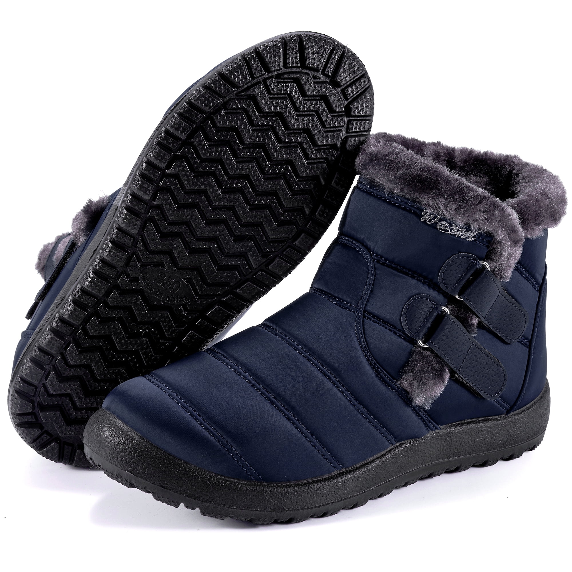 gracosy Snow Boots for Women Warm Ankle Boots Waterproof Outdoor Slip On Fur Lined Winter Short Booties Anti-Slip Comfort Zipper Large Size Shoes 