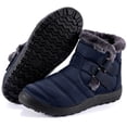 thumbnail image 1 of Botas de nieve para mujer, zapatos de invierno con forro polar cálido, botines hasta el tobillo, cómodos, sin cordones, impermeables, para senderismo al aire libre, 1 of 5