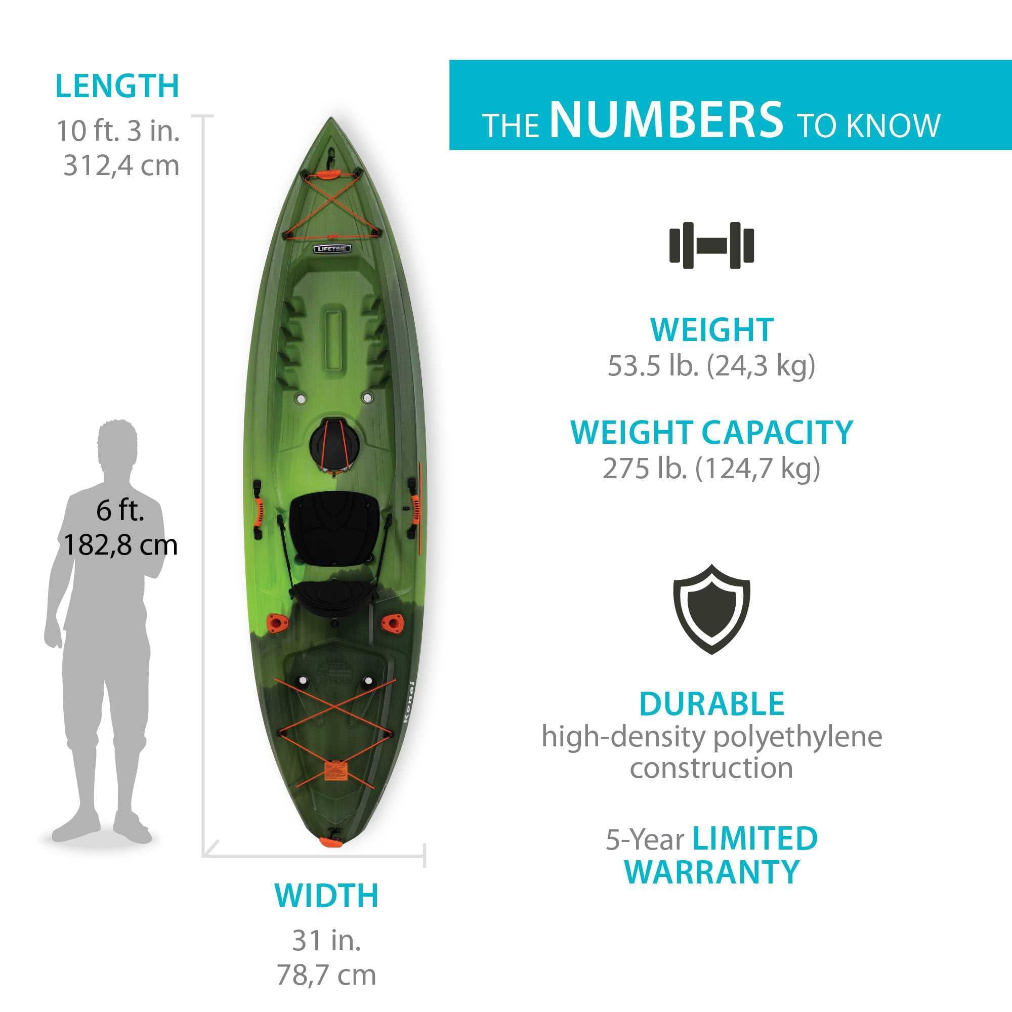Lifetime Kenai 10 ft 3 in Sit-On-Top Kayak, Python Fusion (91075)