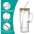 thumbnail image 3 of 4 Pack Glass Tumbler Cups with Handle, 24 oz Mason Jar with Lids and Straws, Reusable Travel Coffee Mug Drinking Glasses for Iced Coffee, Smoothies, Beer, Juice and Bubble Tea, Gift, 3 of 8