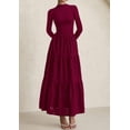 thumbnail image 4 of Vestido PRETTYGARDEN Maxi de Manga Larga Vino Otoño 2025, 4 of 5