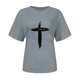 thumbnail image 4 of Fiudx Liquidación de Ofertas Flash Camiseta Informal de Manga Corta con Cuello Redondo Estampada para Mujer, 4 of 4