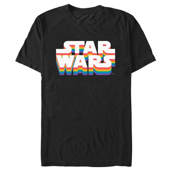 Men's Star Wars Pride Rainbow Classic Logo Graphic Tee Black Large