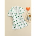 thumbnail image 3 of TheFound Girls Shirt Dress, Clover Print Bandage Button-Down One-Piece, 3 of 8