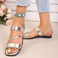 thumbnail image 6 of hoksml Women's Crisscross Slingback Flat Sandals, Square Toe, Casual Summer Walking Shoes, 6 of 9