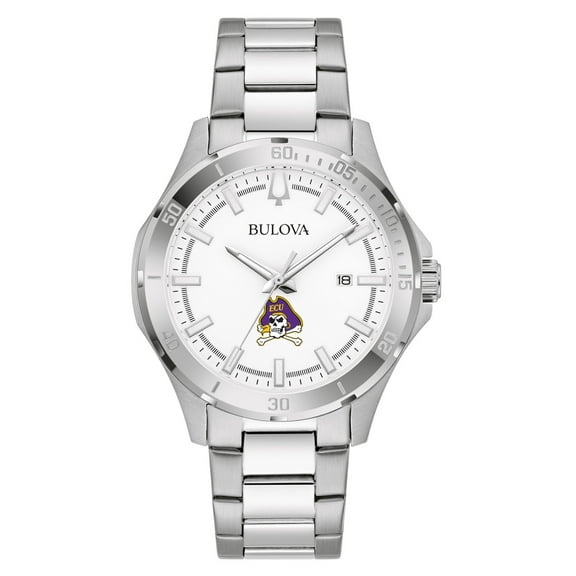 Men's Bulova Silver ECU Pirates Stainless Steel Classic Sport Watch