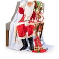 thumbnail image 2 of Safdie & Co. Throw Knitted Printed Flannel Christmas Santa & Rudolph, 2 of 3