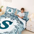 thumbnail image 3 of jejeloiu Boys Personalized Gifts Bed Sheets,Ocean Shark Monogrammed Print S Full Size Sheets,4pcs,1 Flat Sheet, 1 Fitted Sheet and 2 Pillowcases, 3 of 6