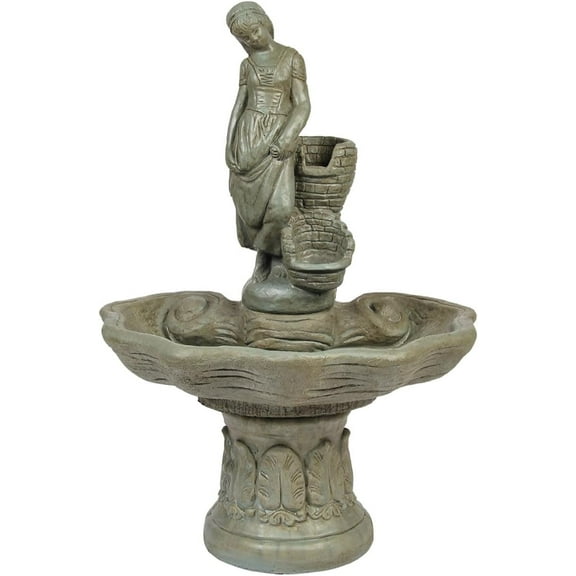 Solid Rock Stoneworks Daytona Lady at Well Fountain - 44" Tall - Cypress