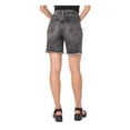thumbnail image 2 of EARNEST SEWN NEW YORK Womens Gray Denim Frayed Pocketed Button Fly High Waist Shorts 26, 2 of 4