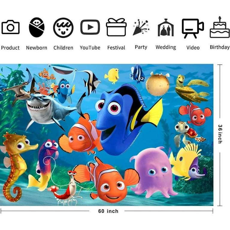Finding Nemo Background Birthday Decorations, Finding Dory Happy