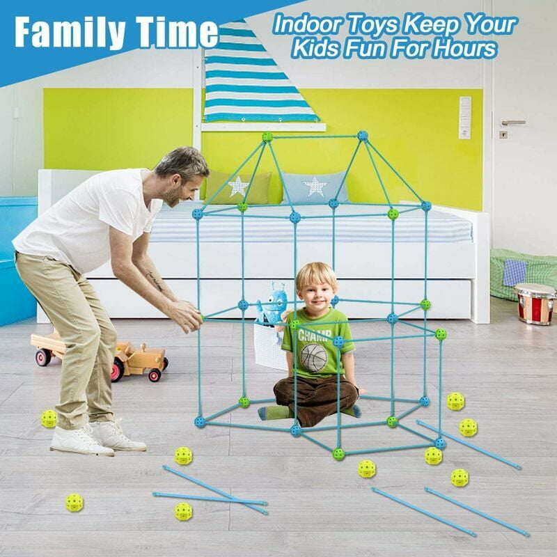 Kids Tent, DIY Fort Kids Cabin Building Kit, Castle Tunnel Tent