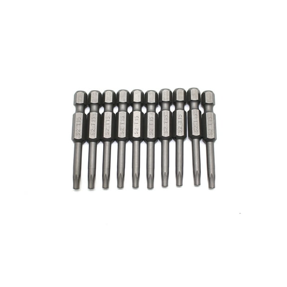 TMAX 10 pc T15 Torx Star Head Screwdriver Bit Set, S2 Steel 6 Point T-15 Reduced Round Shaft Screwdriver Insert Bits Hex Shank