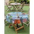 thumbnail image 5 of Outdoor Tablecloth with Umbrella Hole Zipper Blue Teal Coastal Round Tablecloth 54" Waterproof Outside Table Cloth Wooden Nautical Ocean Coral Summer Patio Table Cover Tablecloths for Picnic Party, 5 of 8