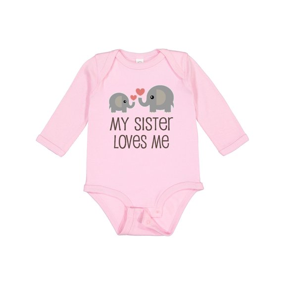 Inktastic My Sister Loves Me Boys or Girls Long Sleeve Baby Bodysuit