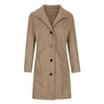 thumbnail image 5 of IROINNID Women's Trench Coat Solid Color Long Sleeve Comfy Pocket Woolenlen Coat Recreational Tops, Khaki, 5 of 6