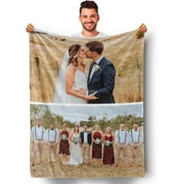Customized Blankets with Photos Text for Fathers Mothers, Personalized Custom Wife Husband Flannel Fleece Blanket for Couch Sofa Bedroom Living Room - 30"×40"