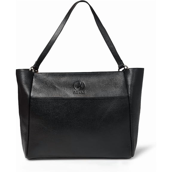 ADYANN Women's Black Faux Leather Tote Bag Large Shoulder Handbag Purse for Work Office Travel and Daily Use Elegant Fashion Bag for Women with Spacious Interior and Comfortable Strap