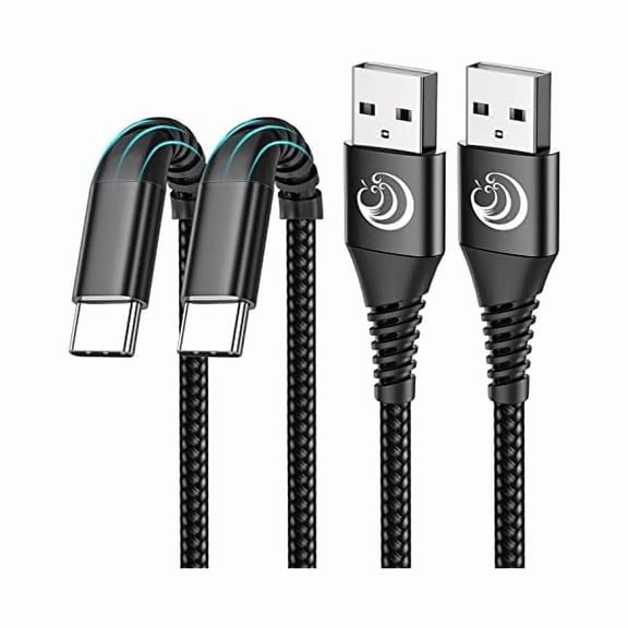 USB C Cable, 3FT 2 Pack USBC Cable Fast Charging Cable 3A Type C Cable for Samsung Galaxy S24 S23 S22 S21 S20 A14 A15 A20 A32 A42 A53 A54, iPhone 16 15 Series, Tablet, Pixel, LG, PS5(Black)