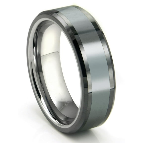Titanium Kay Tungsten Carbide Grey Meteorite Inlay Comfort Fit Mens Wedding Band Ring Sz 10.0