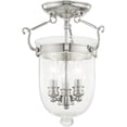 thumbnail image 4 of 3 Light Polished Nickel Ceiling Light fixture with Clear Glass Shade, 4 of 5
