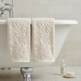 thumbnail image 4 of Sm:)e 2PC Dahlia three Dimensional Floral Jacquard Bath Towel 13x30 Inches, 100% Cotton Quick-Dry High Absorbency Luxury Bath Towel, Beige, 4 of 8