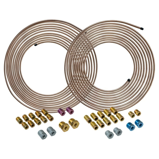 4LifetimeLines CopperNickel Brake Line Tubing Coil and Fitting Kits, 3/16" & 1/4", 25', 2
