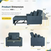 YODOLLA 3-in-1 Futon Convertible Sleeper Sofa Bed Chair for Living Room,Pull Out Couch in Navy Blue