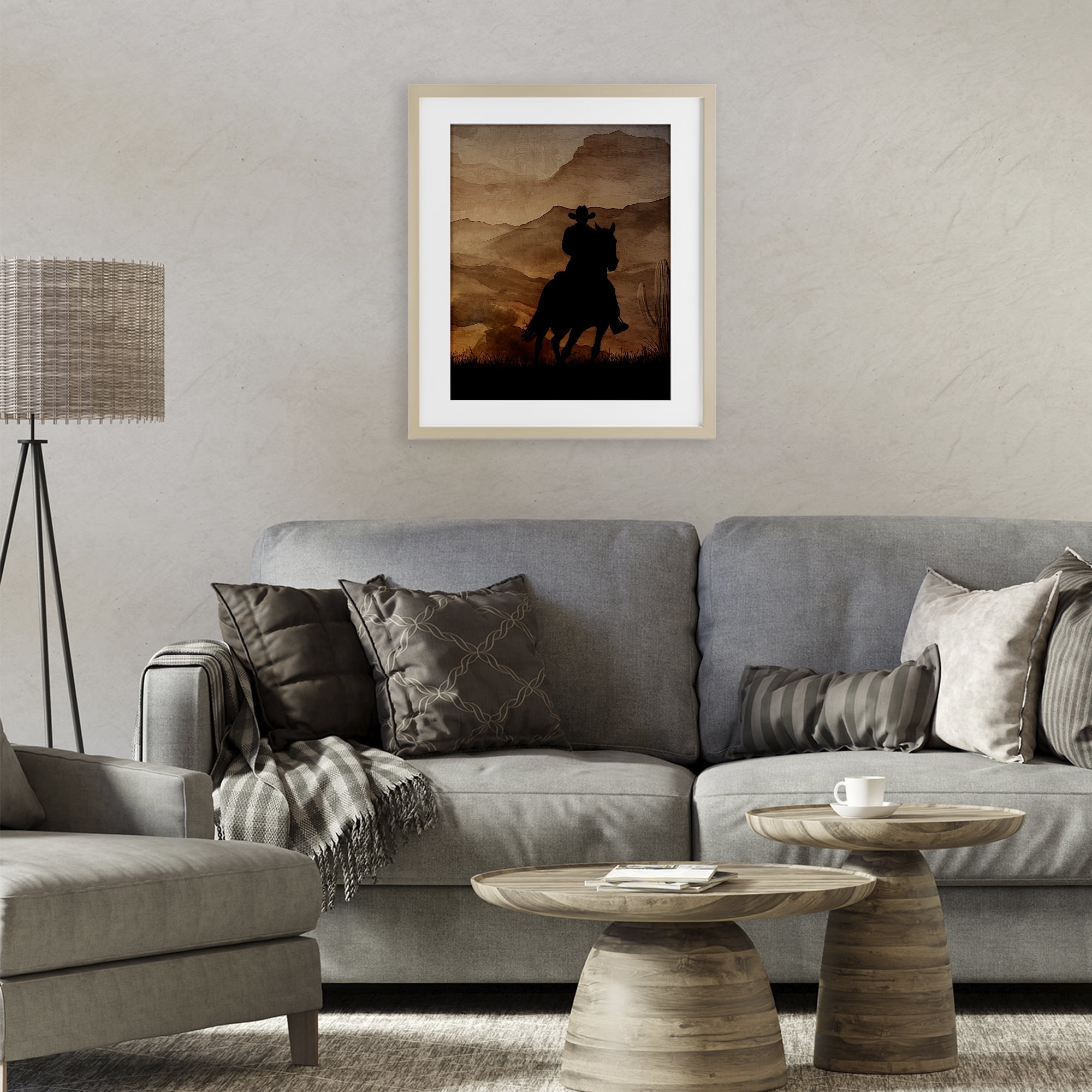 Stupell Industries Cowboy's Sunset Ride Birch Framed Print Under Glass, design by Kim Allen