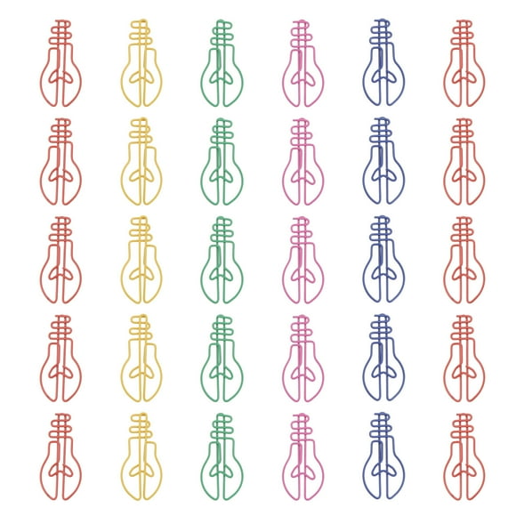 CIMAXIC Pinces à Papier en Forme d'Ampoule Colorée pour l'École, Créatives, 30 Pcs Assorties, 1.65"X0.79"X0.39 Pouces