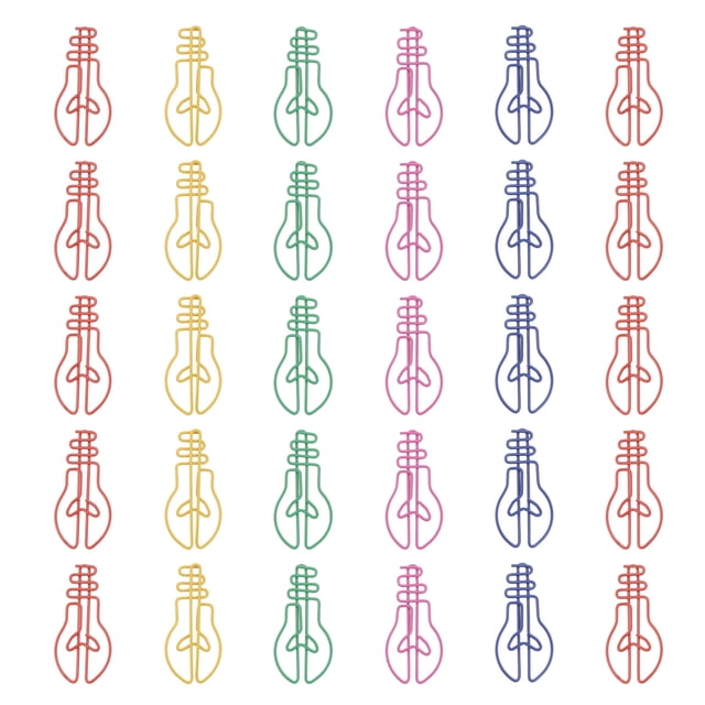 CIMAXIC Colorful Light Bulb Shape Paper Clips for School Use Creative Bookmark Folder 30 Pieces Assorted,1.65"X0.79"X0.39"
