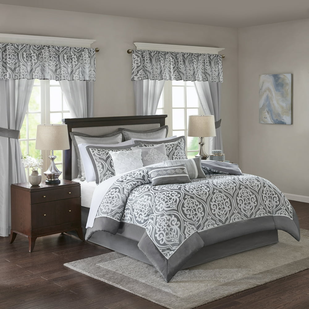 Home Essence Finley 24 Piece Room in a Bag, Queen, Grey