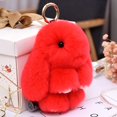 thumbnail image 4 of 20 Color Fluffy Rabbit Fur Pompon Bunny Keychain Trinket Women Toy Pompom Rabbit Key Ring On Bag Key Chain Jewelry Gift, 4 of 5