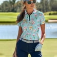 thumbnail image 3 of COEQINE 1/4 Zip Golf Shirts for Women Short Sleeve V Neck Workout Golf Tops Easter Egg Tulip Butterfly Print Lightweight Polo Shirts Pullover Quick Dry Fit Athletic Tops, L, 3 of 7