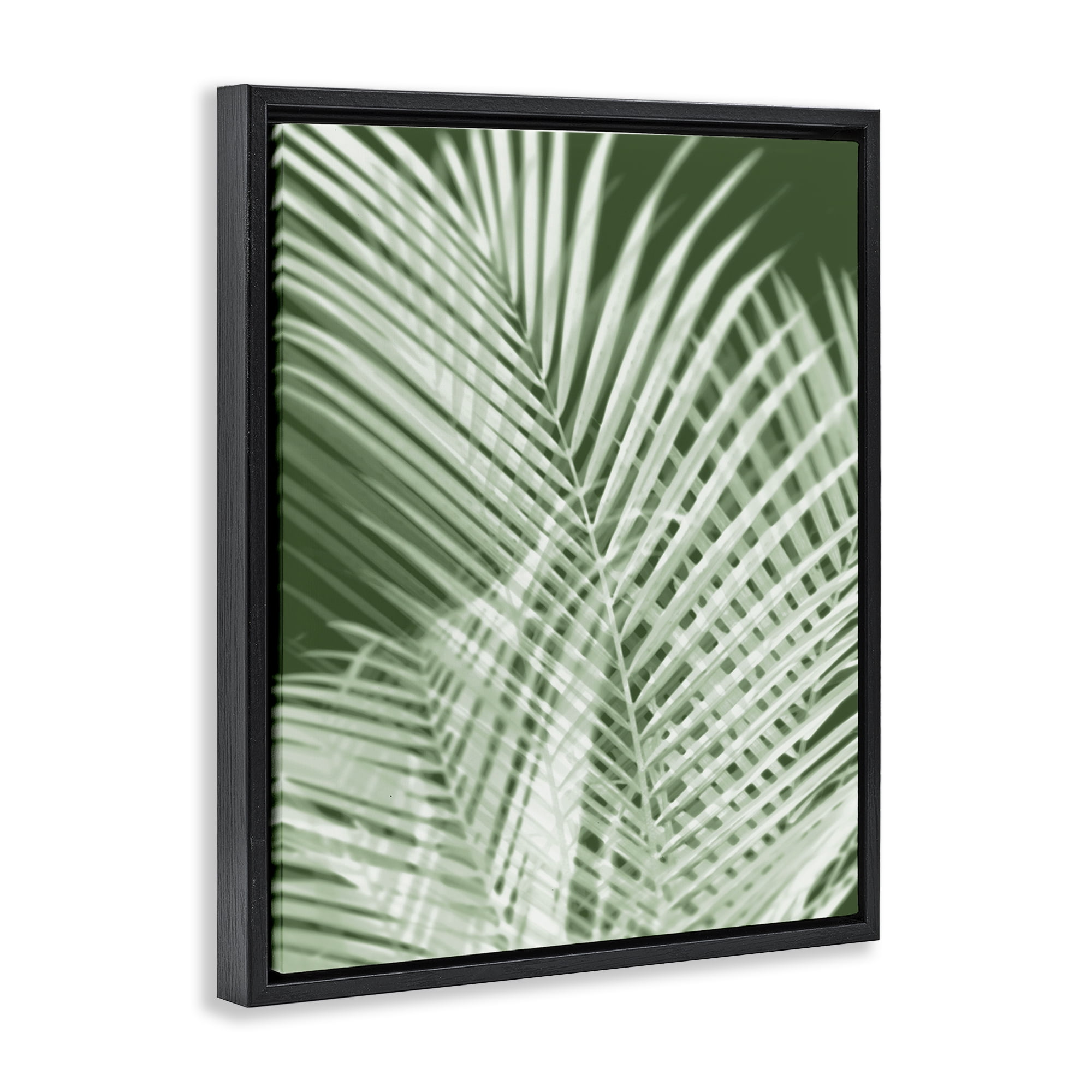 Stupell Industries Green Palm Leaves Botanical & Floral Painting Black Floater Framed Art Print Wall Art, 25 x 31