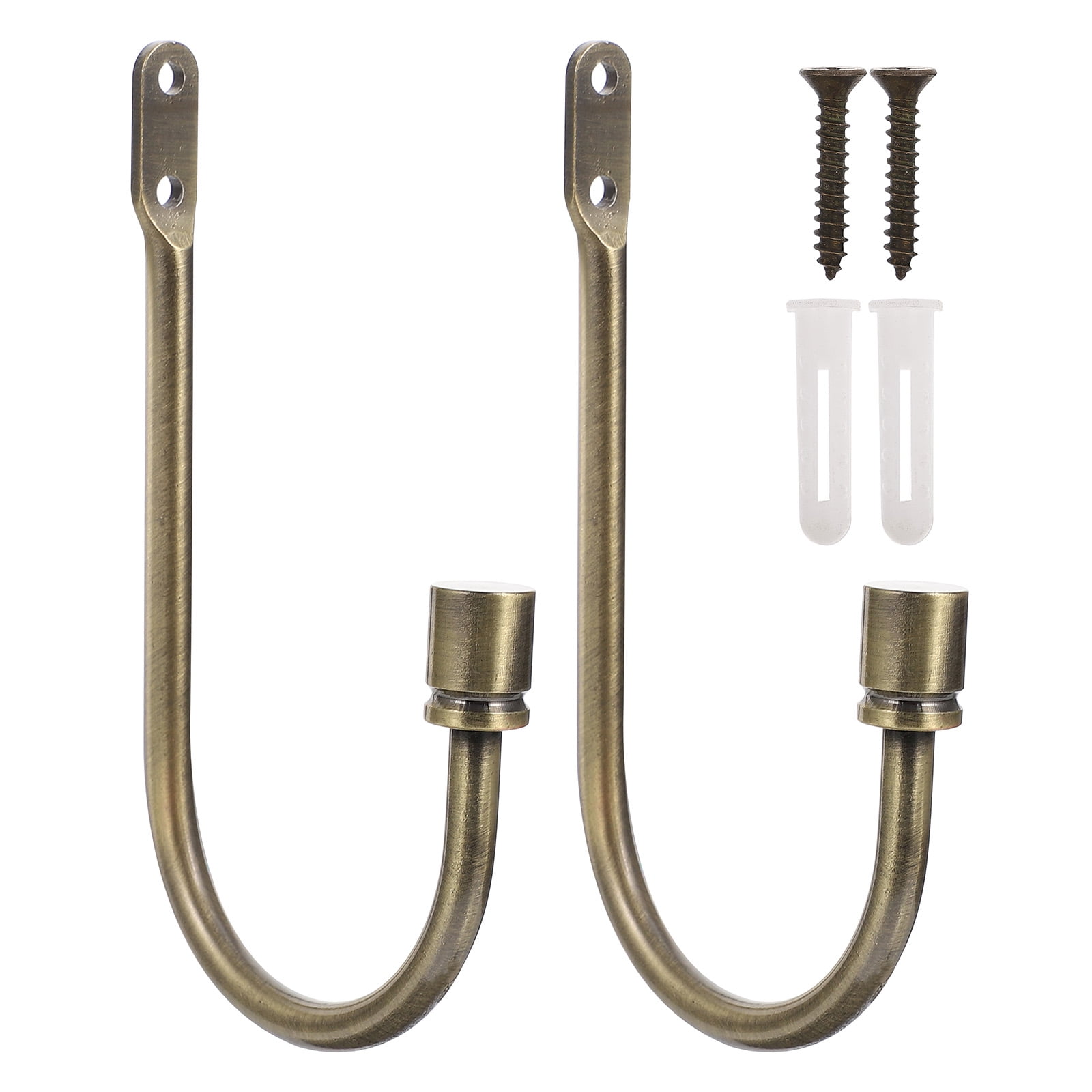 Bestonzon 1 Pair Curtain Hold Backs UShaped Curtain Hooks Wall Mounted